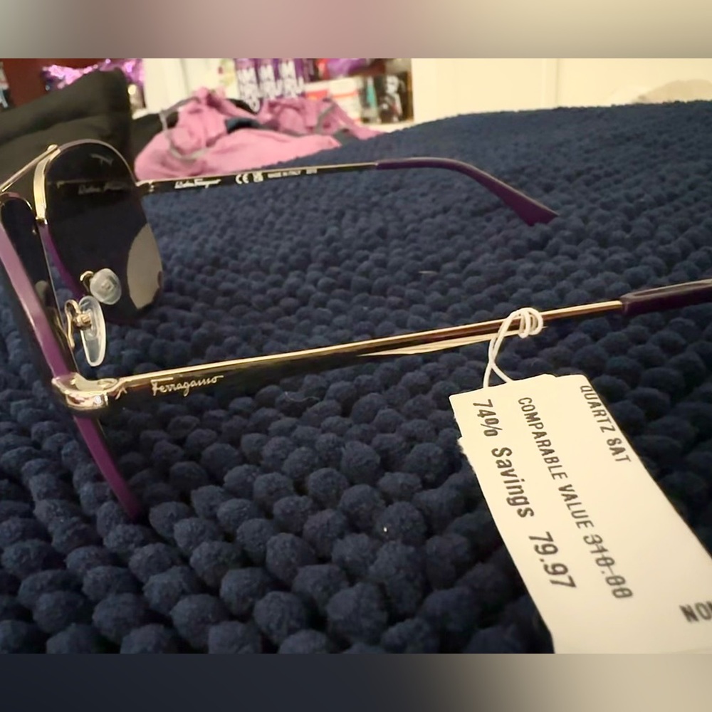 BRAND NWT Authentic Purple Ferragamo Women’s Aviator Style Glasses - Picture 4 of 6